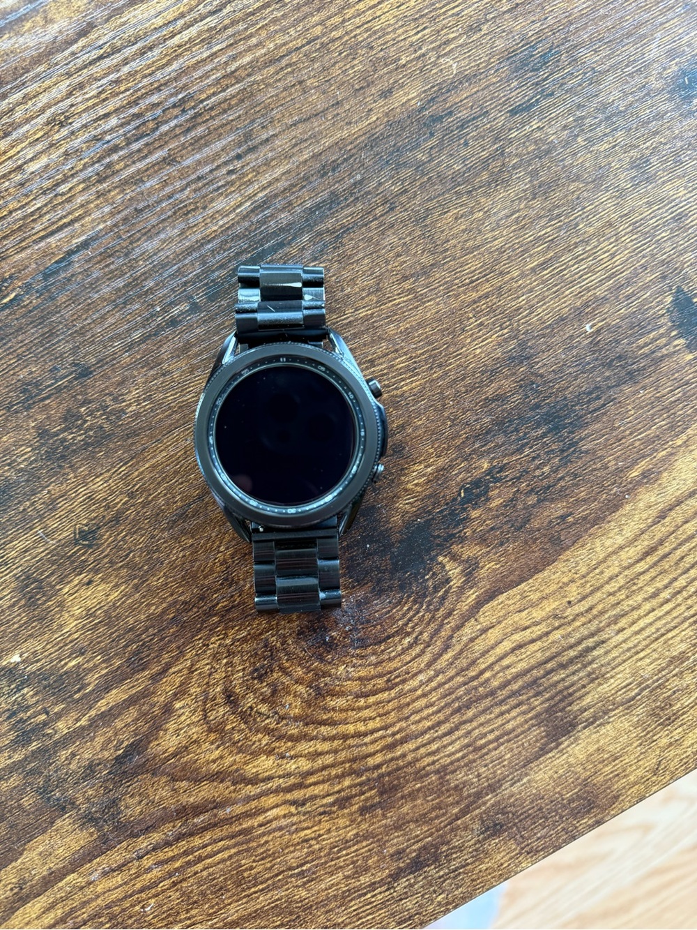 Samsung Black Stainless Steel Smartwatch with Metal Link Band